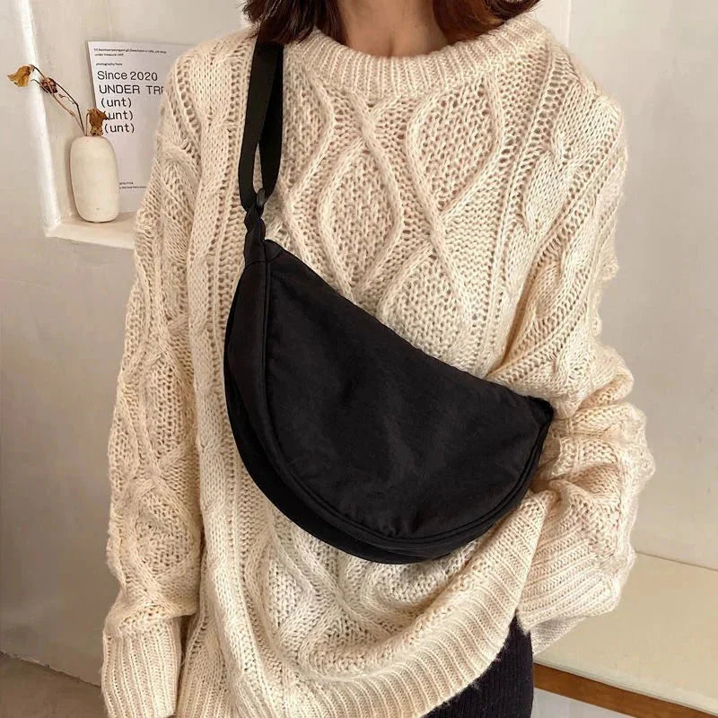 Halbmond-Tasche – Verstellbarer Riemen – Reißverschluss – Umhängetasche – Gürteltasche