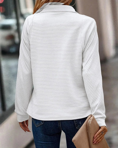 Half-Zip Pullover - Langärmeliger Pullover mit V-Ausschnitt und lockerer Passform