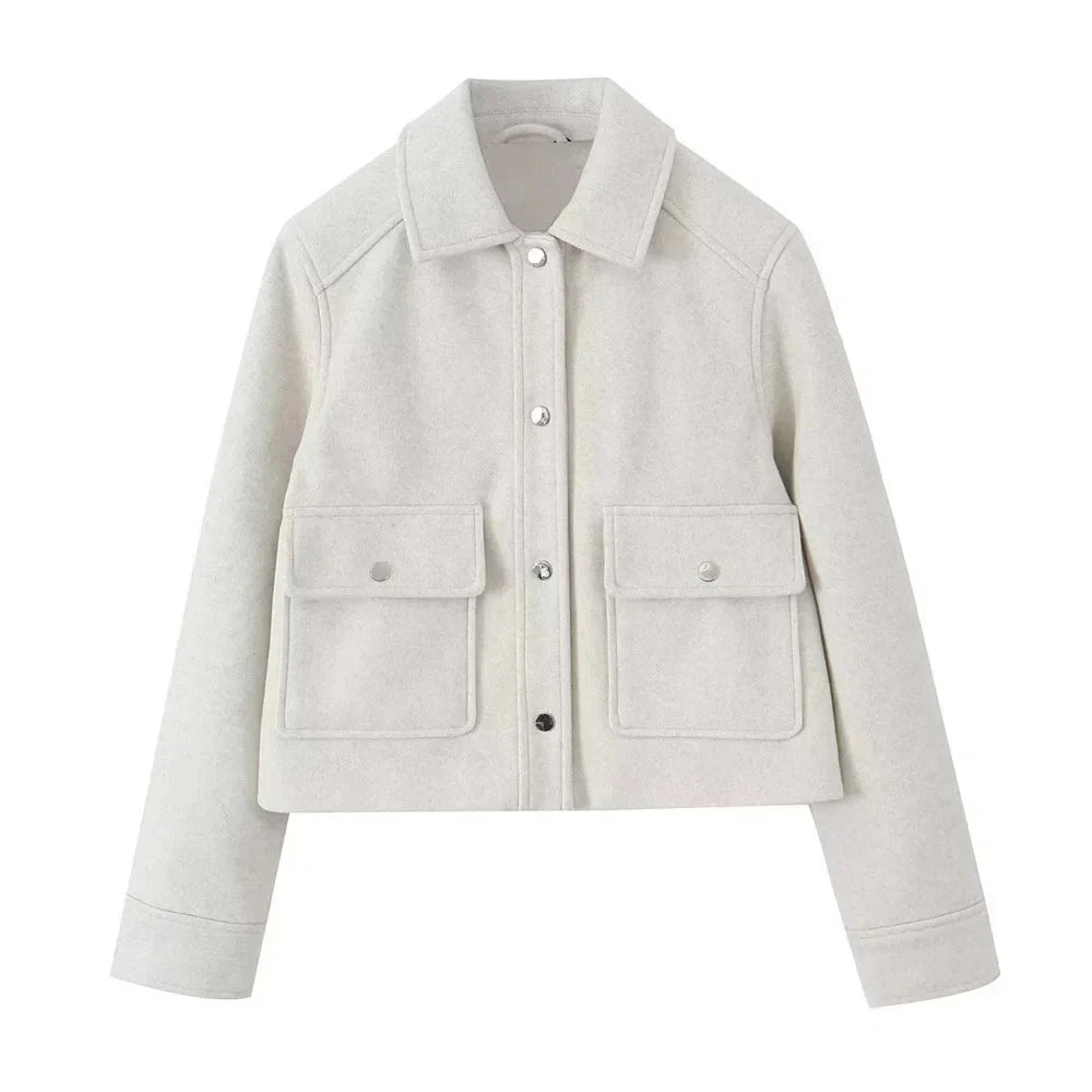 Herbstjacke | Einreiher | Taschen | Kurze Wolljacke | Damenjacken