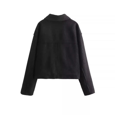 Herbstjacke – Kurz – Taschen – Reißverschlussjacke – Wolljacke für Damen
