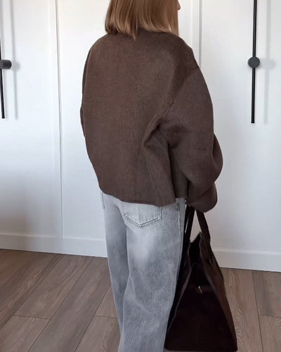 Herbstjacke – mit Reißverschluss – braun – Oversize-Jacke – Damenjacken