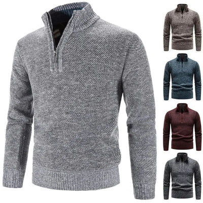 Luca - vielseitiger Strickpullover mit halbem Reißverschluss für Herren