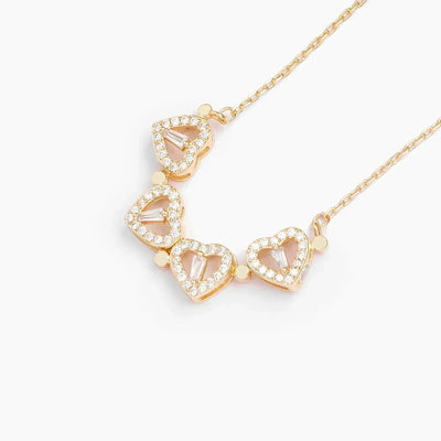Herz-Halskette | Zirkon | Silber | Goldene Halskette | Halskette für Damen