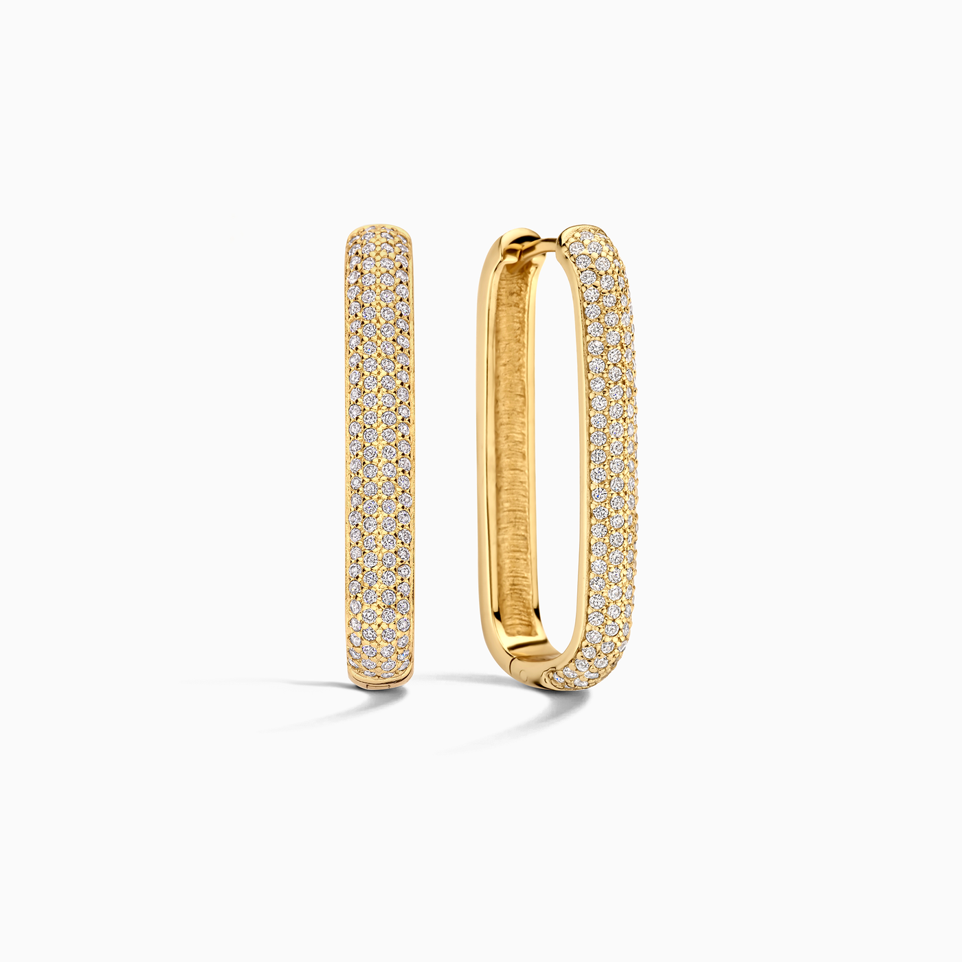 Große Pavé Creolen in Gold