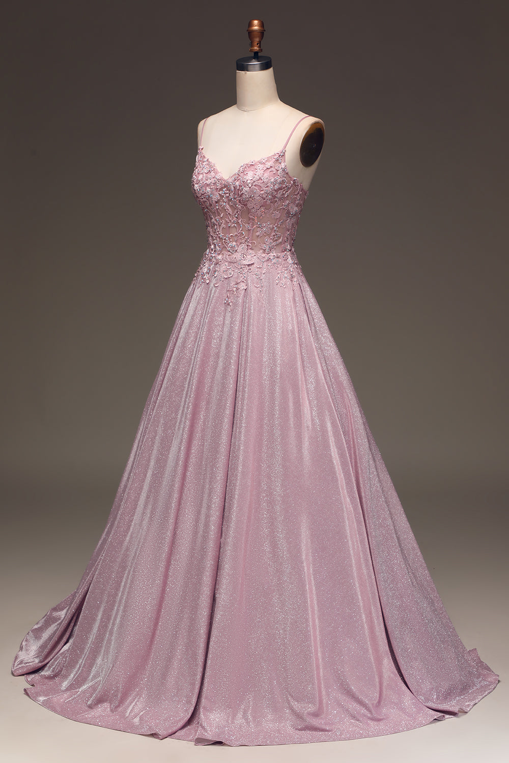 Aurora | Funkelndes A-Linien Ballkleid in Rosé