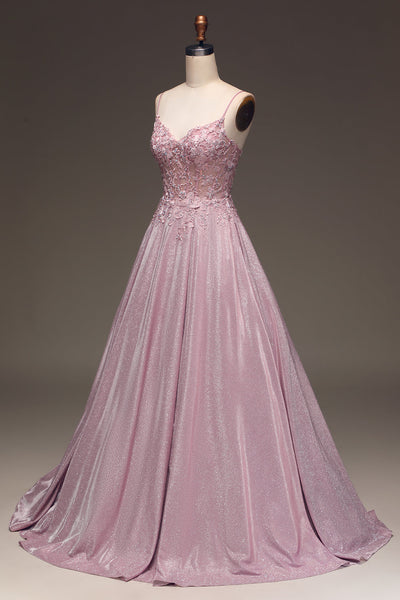 Aurora | Funkelndes A-Linien Ballkleid in Rosé