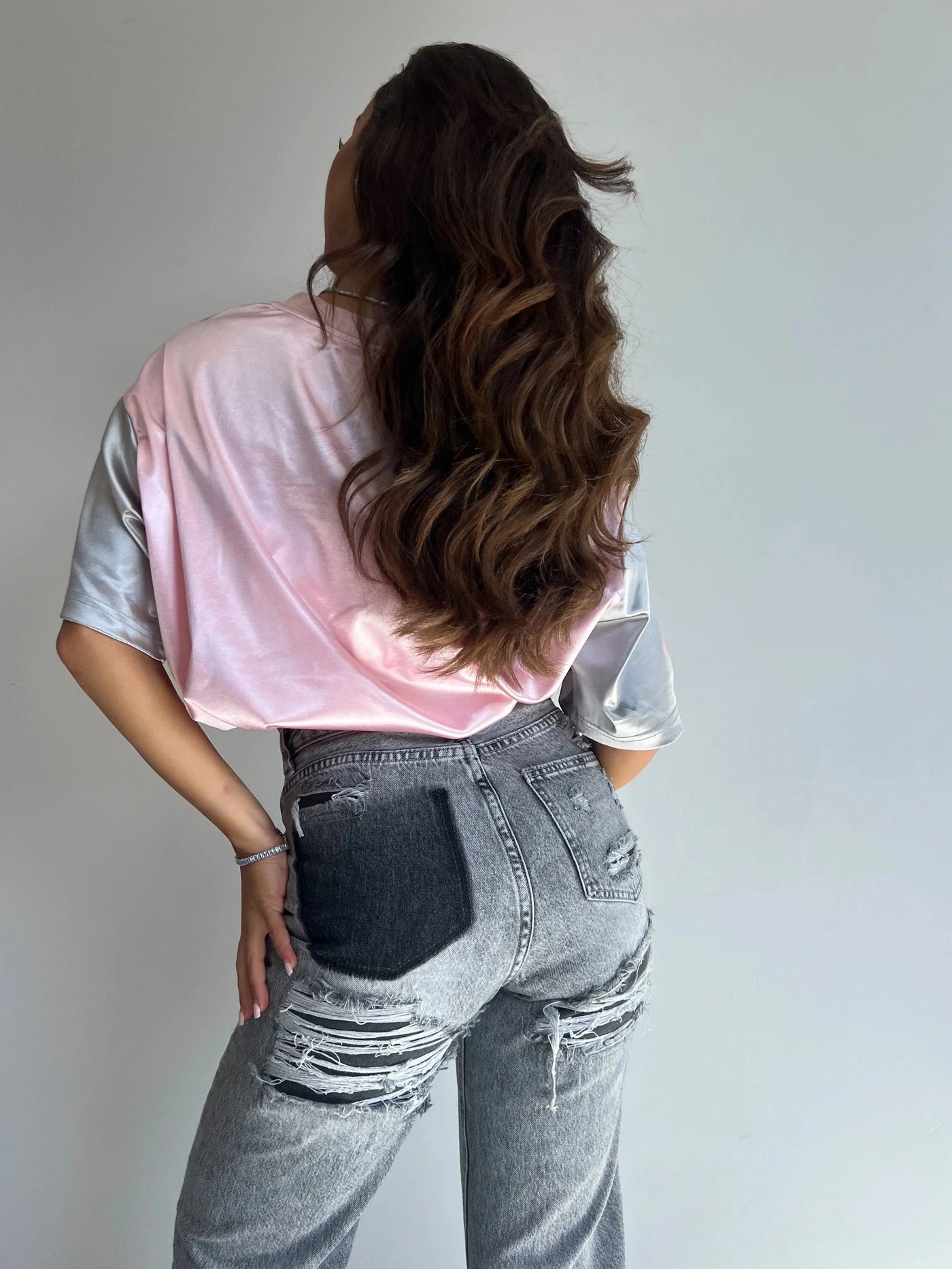 Jeans mit hoher Taille | Zerrissen | Grau | Gerade Geschnittene Jeans | Damenjeans