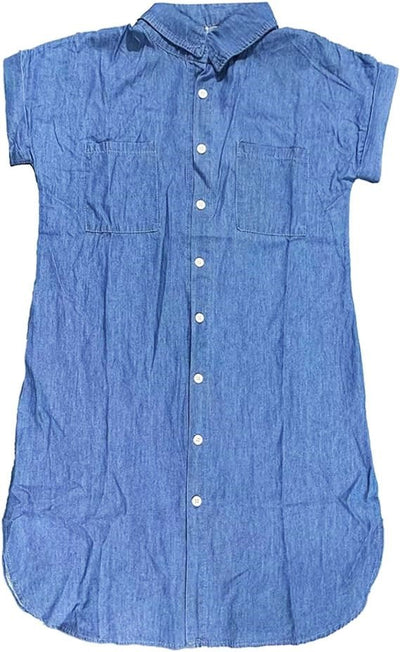 Jeanskleid – Kurzarm – Lockere Passform – Hemdblusenkleid – Kleid mit Knopfleiste