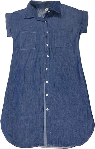 Jeanskleid – Kurzarm – Lockere Passform – Hemdblusenkleid – Kleid mit Knopfleiste