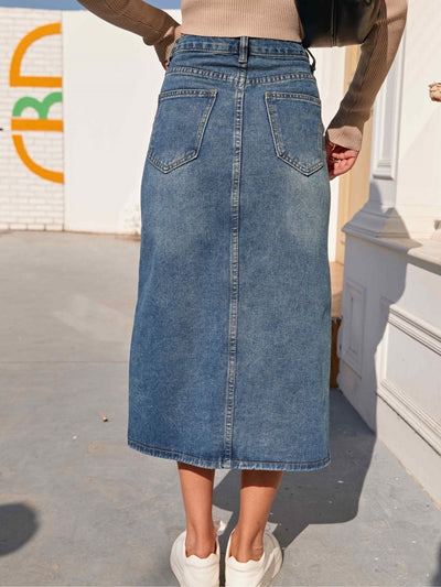 Jeansrock | Hochgeschnitten | Schlitz | Bleistiftrock | Midirock