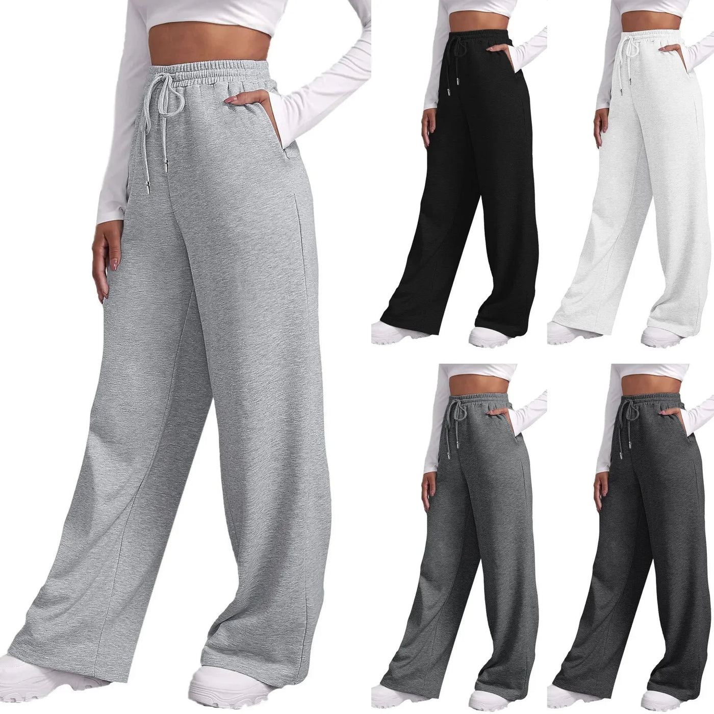 Jogginghose mit weitem Bein | Elastischer Bund | Kordelzug | Jogginghose mit weitem Bein | Damenhosen