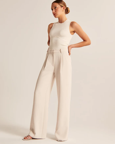 Maria - taillierte Hose mit weitem Bein in Beige