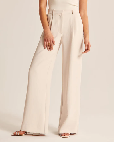 Maria - taillierte Hose mit weitem Bein in Beige
