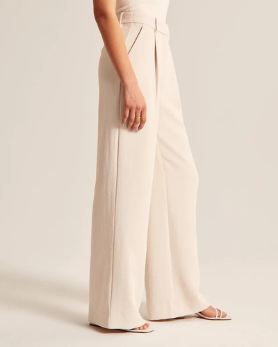 Maria - taillierte Hose mit weitem Bein in Beige