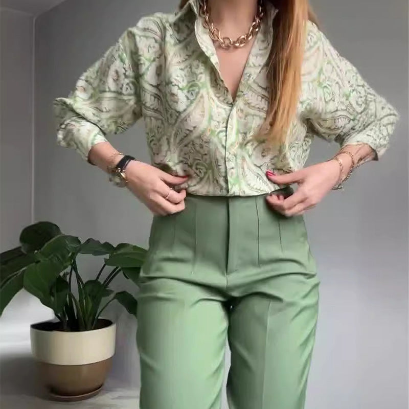 Bedrucktes Damen Hosenanzug Set