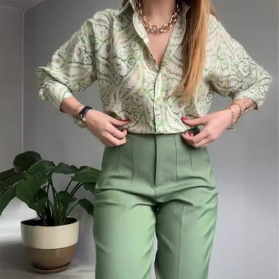Bedrucktes Damen Hosenanzug Set