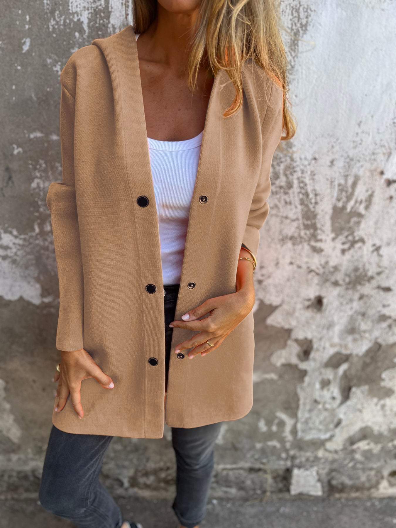 Kapuzenjacke | Einreiher | Mittellang | Herbstjacke | Freizeitjacken für Damen