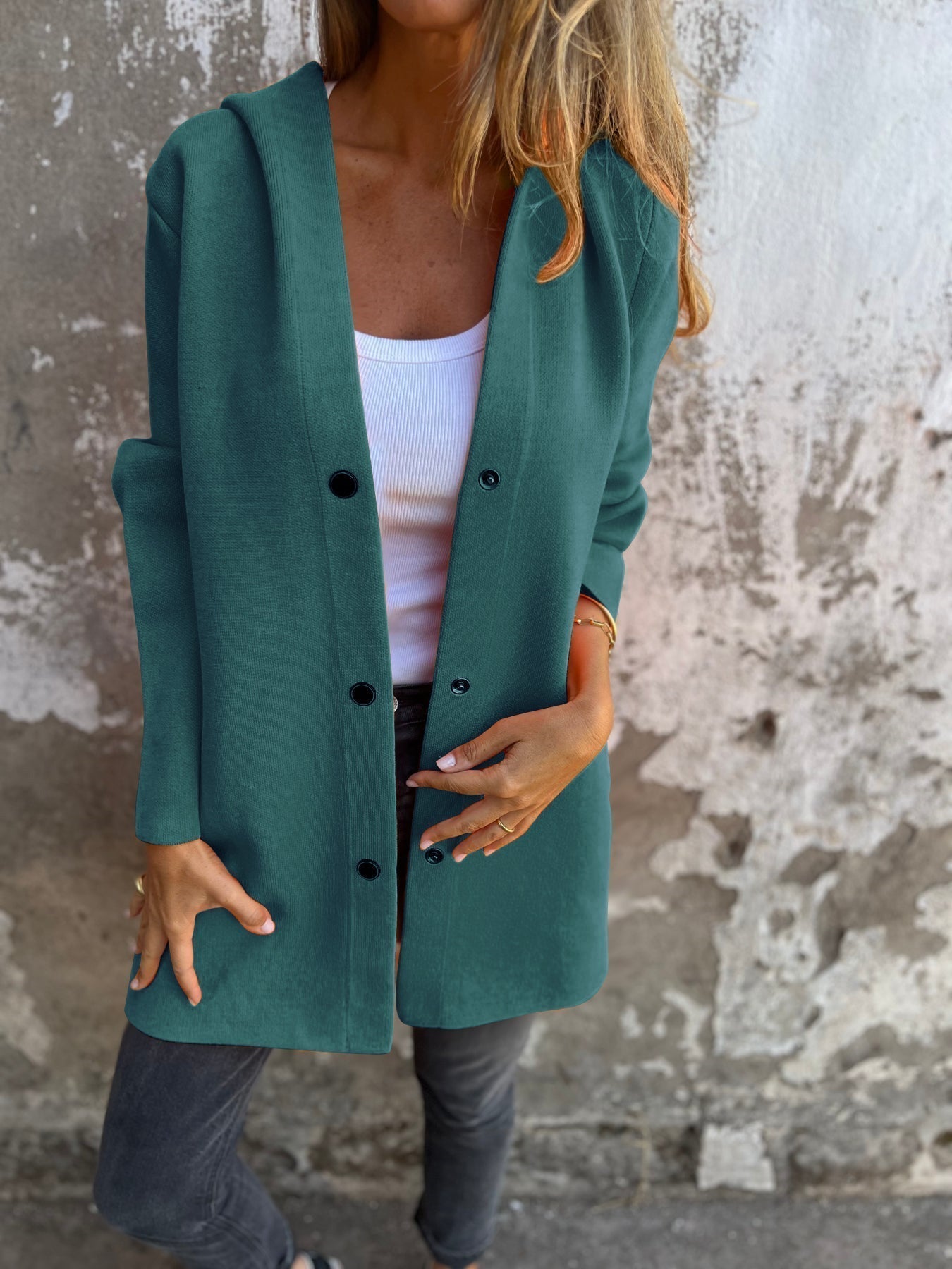Kapuzenjacke | Einreiher | Mittellang | Herbstjacke | Freizeitjacken für Damen