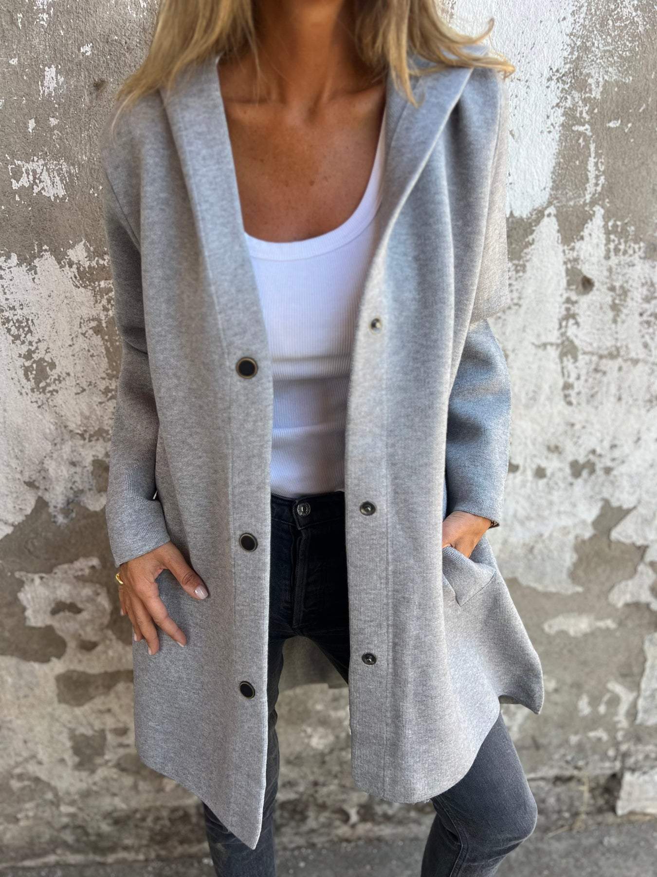 Kapuzenjacke | Einreiher | Mittellang | Herbstjacke | Freizeitjacken für Damen