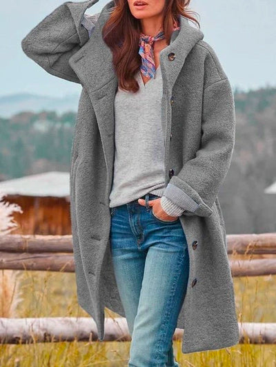 Kapuzenjacke – Wolle – Teddy – Oversize-Mantel – Lange Winterjacken für Damen