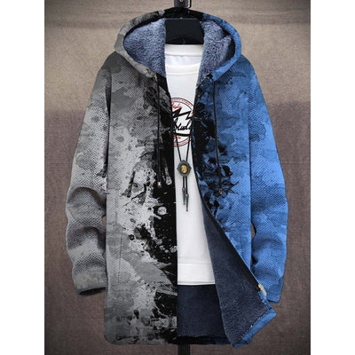 Kapuzenjacke – farbenfrohe, bedruckte Fleecejacke mit Kapuze für Herren für den Winter