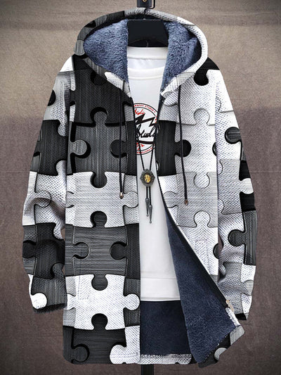 Kapuzenjacke – farbenfrohe, bedruckte Fleecejacke mit Kapuze für Herren für den Winter