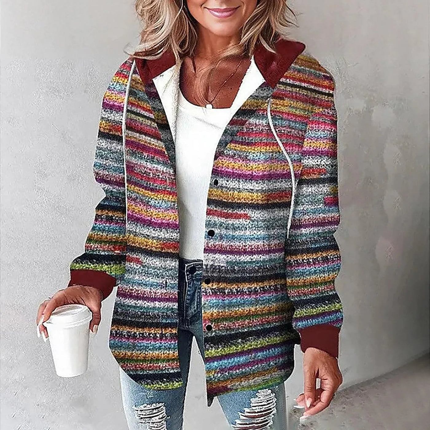 Kapuzenjacke – kariertes, mit Fleece gefüttertes Damen-Overshirt für den Herbst