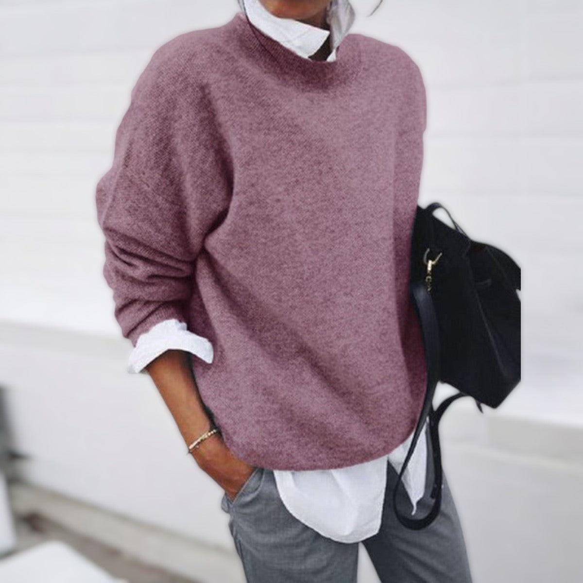 Kaschmirpullover | Rundhalsausschnitt | Oversize | Pullover | Damen-Strickwaren