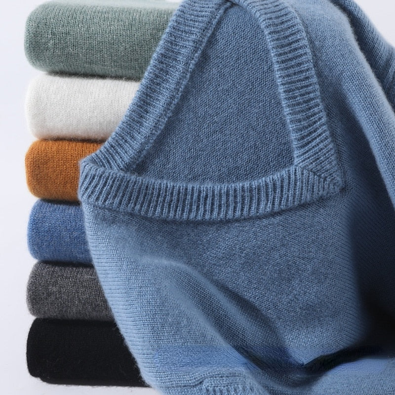 Kaschmirpullover – warmer Herrenpullover in normaler Passform aus Strick