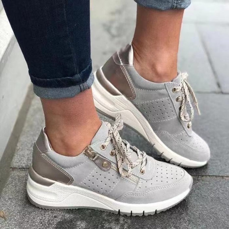 Keil Turnschuhe - Atmungsaktiv - Schnürung - Orthopädische Schuhe - Damen Turnschuhe