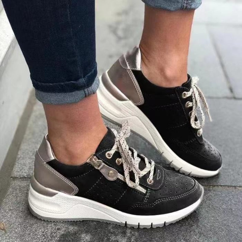 Keil Turnschuhe - Atmungsaktiv - Schnürung - Orthopädische Schuhe - Damen Turnschuhe