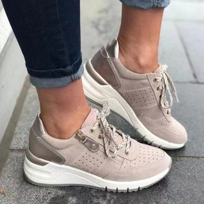 Keil Turnschuhe - Atmungsaktiv - Schnürung - Orthopädische Schuhe - Damen Turnschuhe