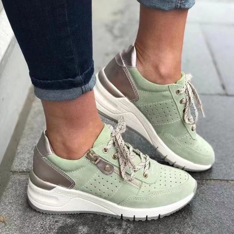 Keil Turnschuhe - Atmungsaktiv - Schnürung - Orthopädische Schuhe - Damen Turnschuhe