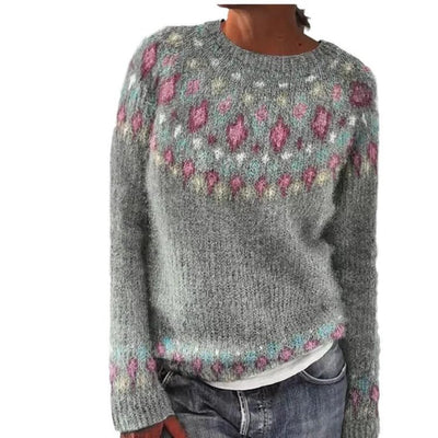 Klassischer Fair-Isle-Strickpullover – weicher Winterpullover in Erdtönen