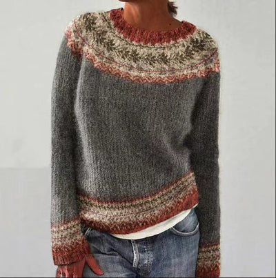 Klassischer Fair-Isle-Strickpullover – weicher Winterpullover in Erdtönen