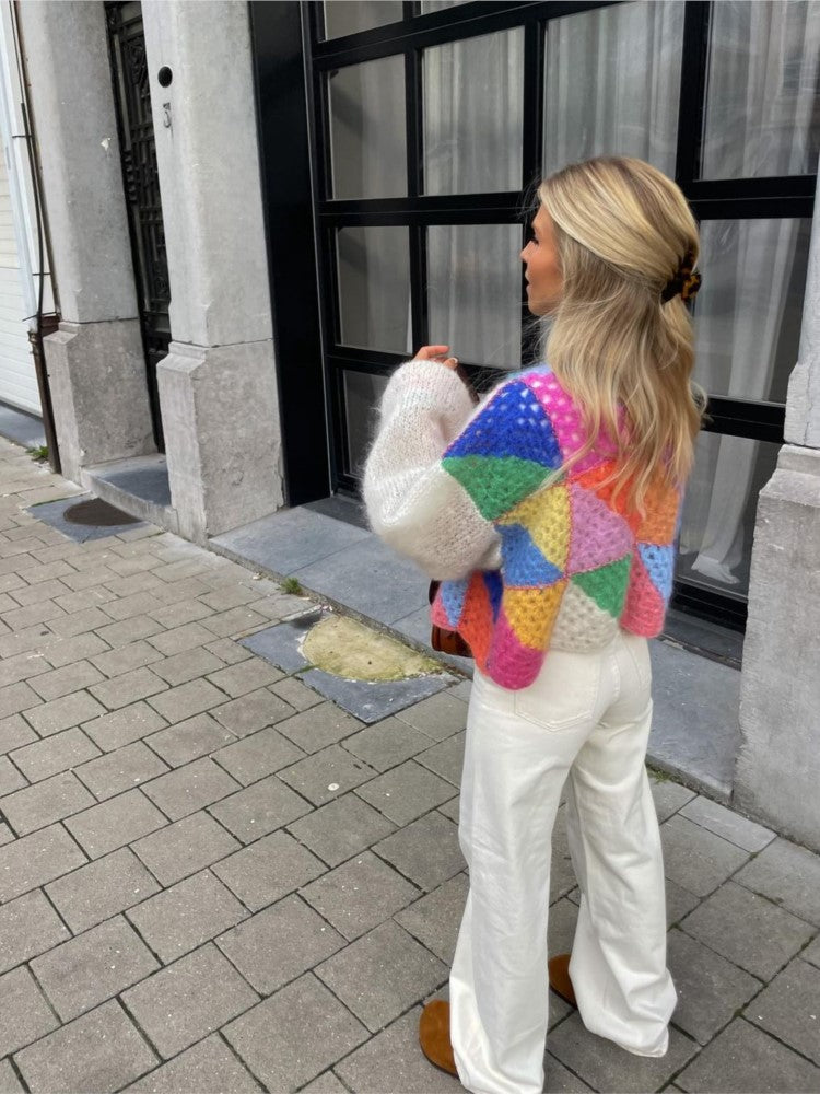 Rosa - gestrickter langärmeliger Pullover für Frauen