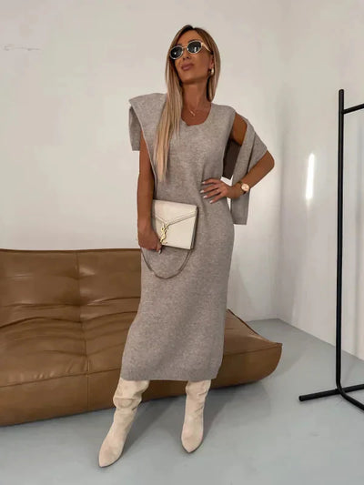 Knit Co-Ord Set - Strickkleid – Rollkragenpullover – Zweiteiler aus Strick – Damenbekleidung