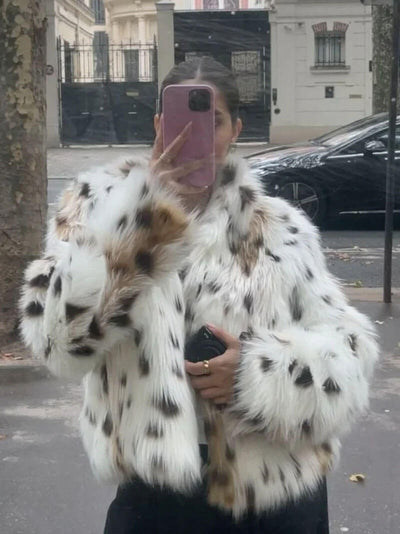 Kunstfelljacke - Leopard - Kurz - Flauschige Jacke - Damen Winterjacke