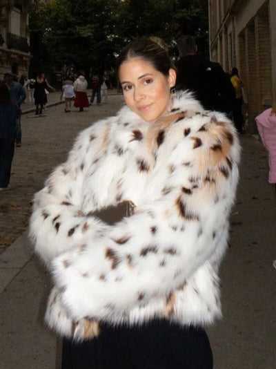 Kunstfelljacke - Leopard - Kurz - Flauschige Jacke - Damen Winterjacke