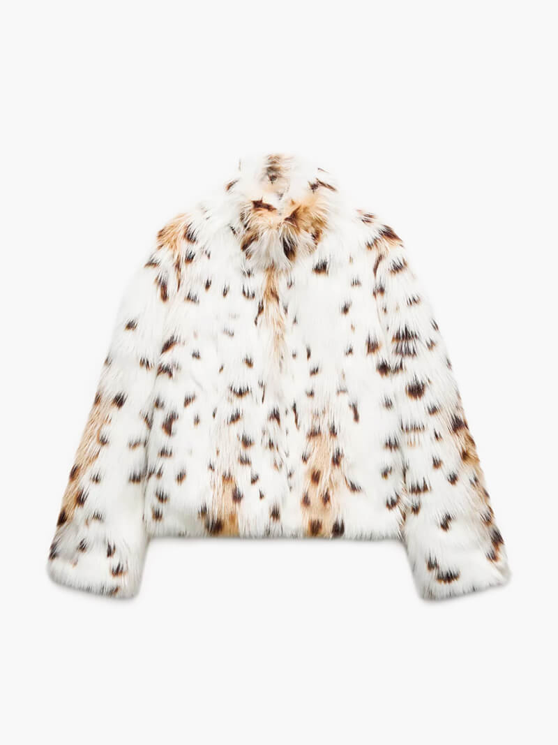Kunstfelljacke - Leopard - Kurz - Flauschige Jacke - Damen Winterjacke