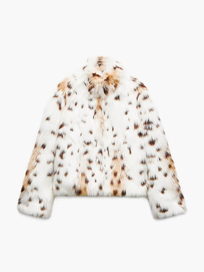 Kunstfelljacke - Leopard - Kurz - Flauschige Jacke - Damen Winterjacke