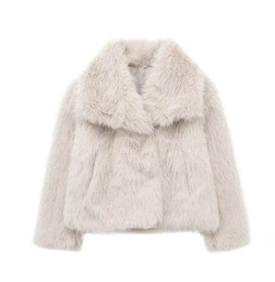 Kunstpelz-Jacke | Kurz | Flauschig | Mantel mit Kunstpelz | Damen Wintermäntel und Jacken