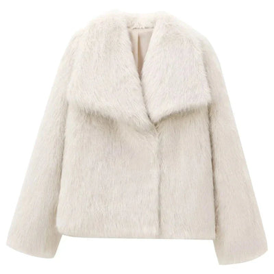 Kunstpelzjacke – Kurze flauschige Kunstpelzjacke für Damen