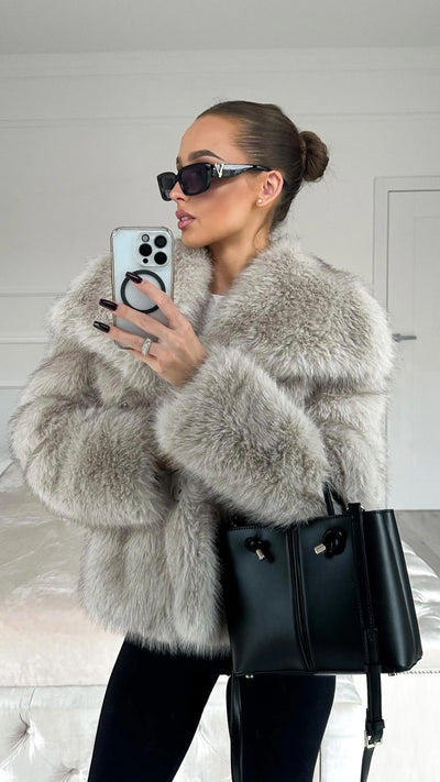 Kunstpelzjacke - Warm - Flauschig - Kurzer Kunstpelzmantel - Pelzjacke Frauen