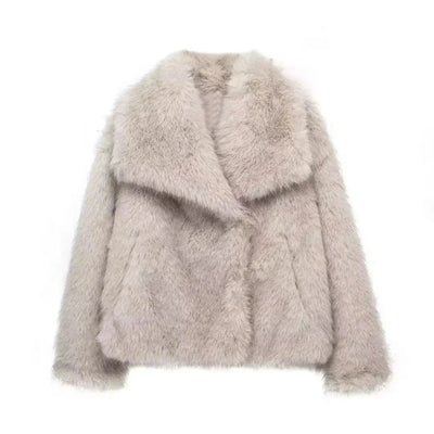 Kunstpelzjacke - Warm - Flauschig - Kurzer Kunstpelzmantel - Pelzjacke Frauen