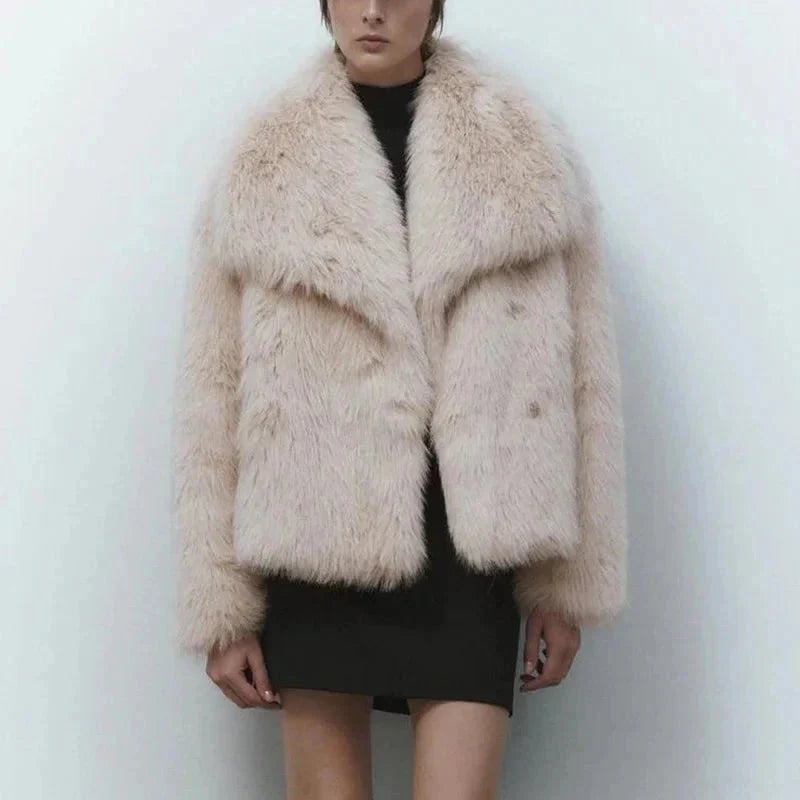 Kunstpelzjacke – Warmer, flauschiger Kunstpelzwintermantel für Damen