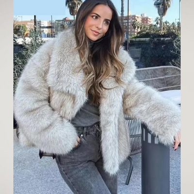 Kunstpelzjacke – kurz – warm – Kunstpelzmantel – Wintermäntel und -jacken für Damen