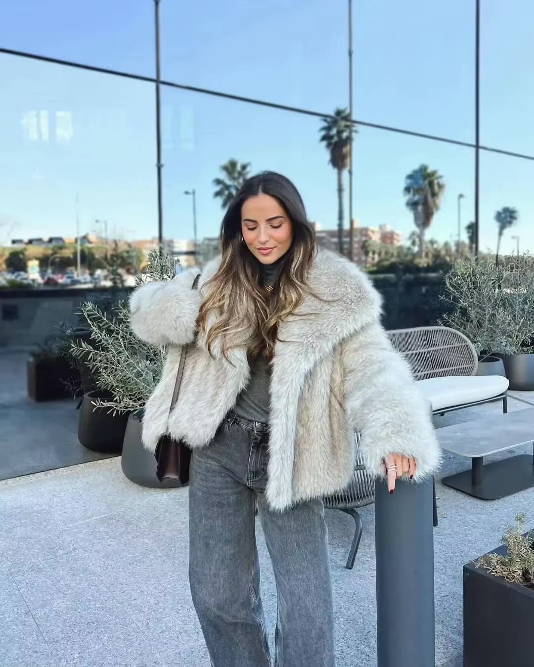 Kunstpelzjacke – kurz – warm – Kunstpelzmantel – Wintermäntel und -jacken für Damen