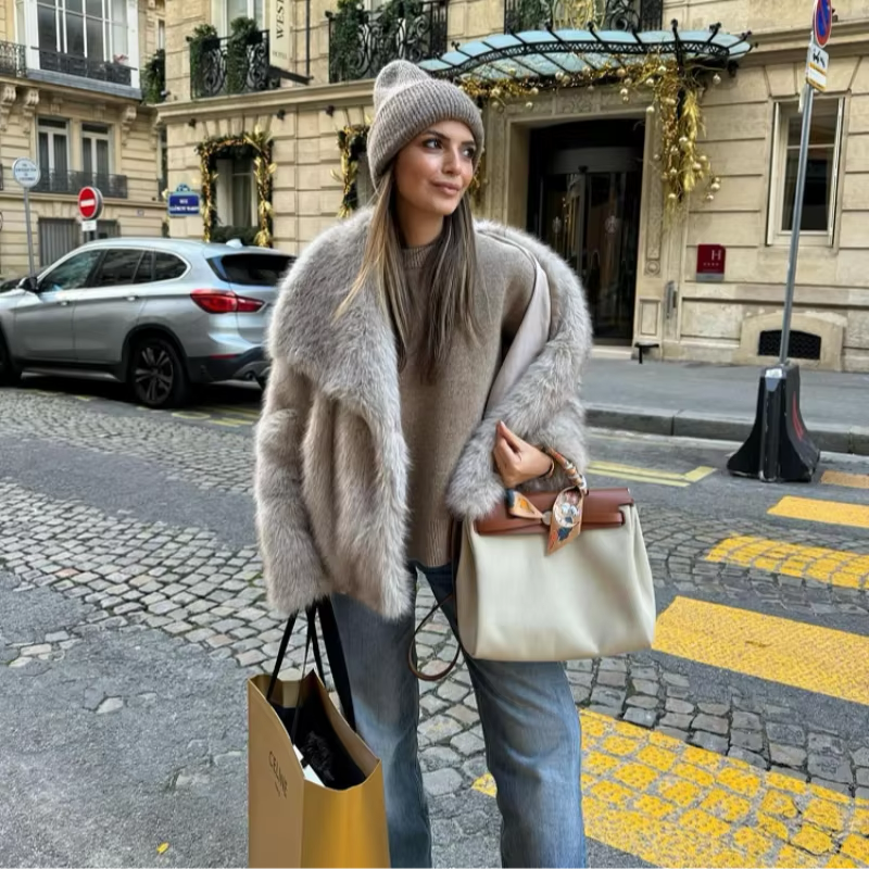 Kunstpelzjacke – kurz – warm – Kunstpelzmantel – Wintermäntel und -jacken für Damen