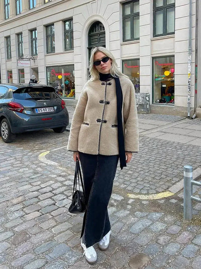 Kunstpelzmantel | Cremefarben | Warm | Kunstpelzjacke | Winterjacke für Damen
